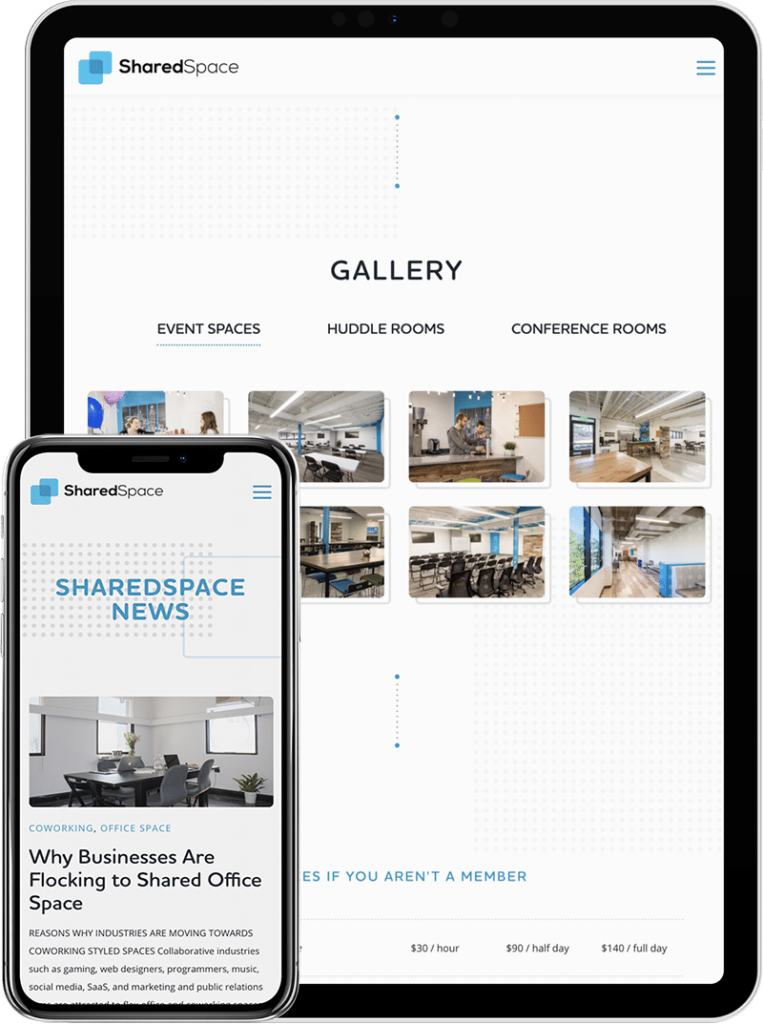 Electronic devices displaying responsive mobile web design elements.